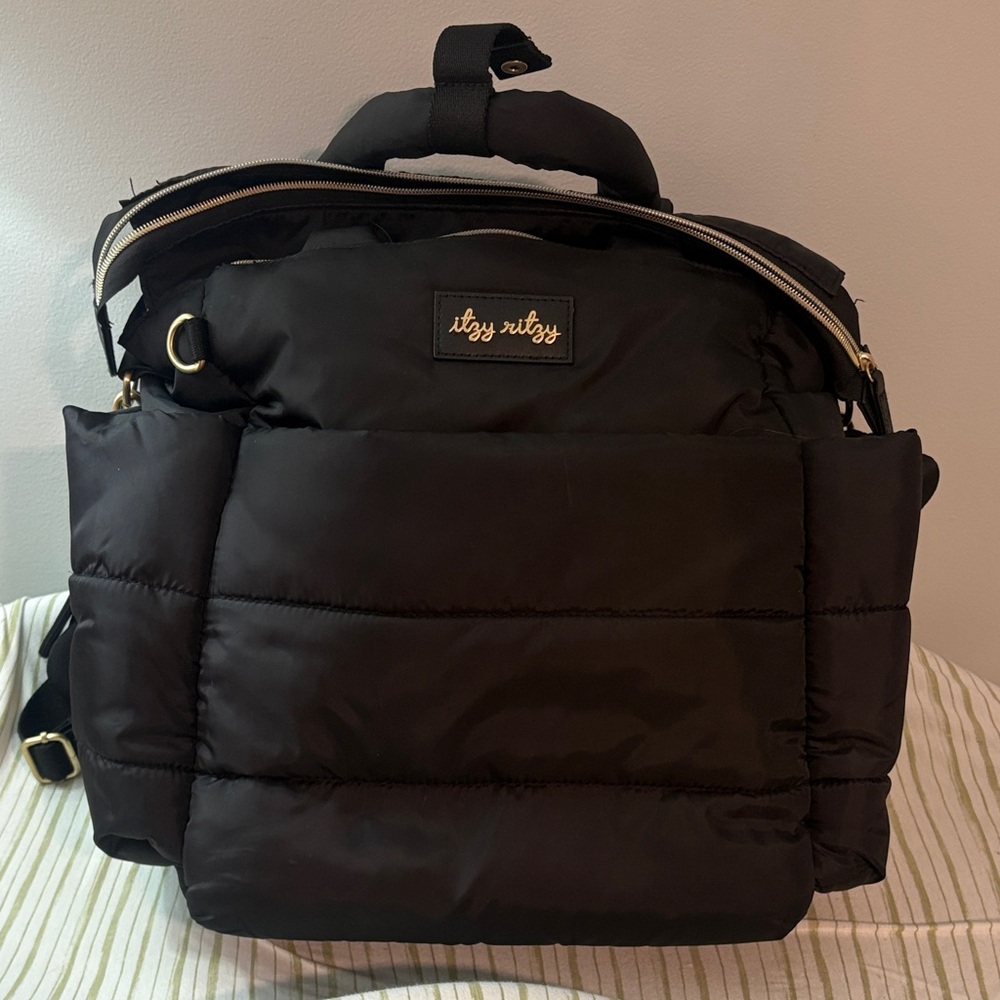 Itzy Ritzy Quilted Black Diaper Bag